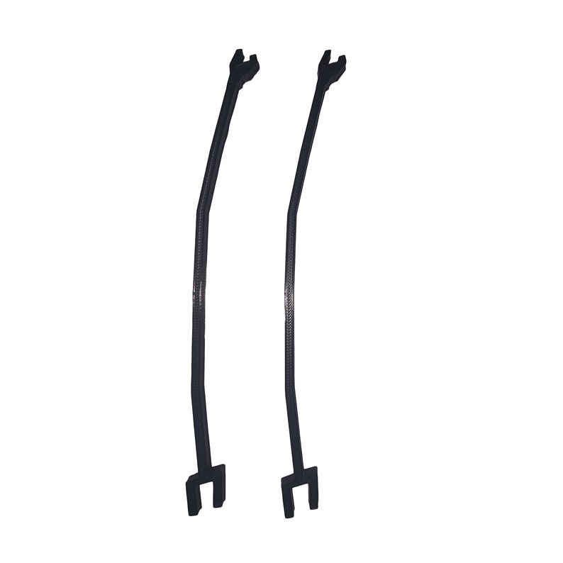 May include: Two black plastic cable ties with a hook and loop closure.