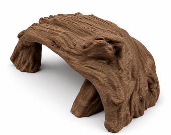 Driftwood Bridge Reptile Hide | 3D Printed Woodgrain Shelter | Brown Terrarium Decor | Safe PETG 4" × 3" × 2.5"
