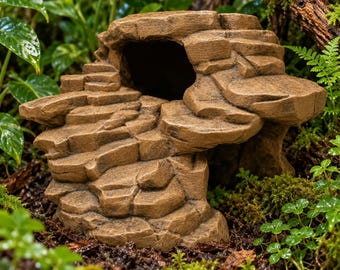Gecko Climbing Platform | Multi-Level Reptile Basking Ledges & Hide | Terrarium Decor 8"x8"x5" - Safe PETG