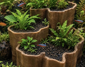 Macetero escalonado para acuario / Retenedor de grava escalonado para plantas de pecera / Soporte para plantas de paisajismo acuático