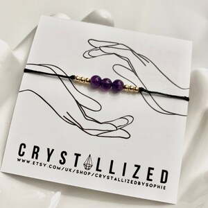 Amethyst Sphere Bracelet | Gemstone Bracelet | Adjustable | Crystal Jewellery | Gemstone Jewellery | Anklet | Wax Cord | Gift