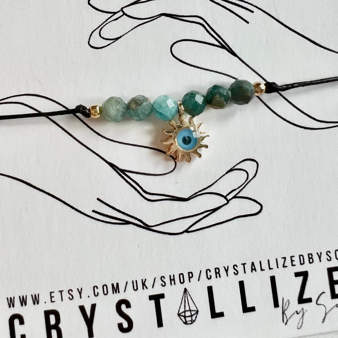 Apatite Evil Eye Bracelet Faceted Apatite Evil Eye Jewellery Gold Gift