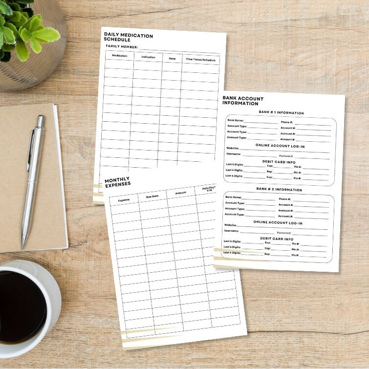 Emergency Binder Printable and Fillable, in Case of Emergency Printable ...