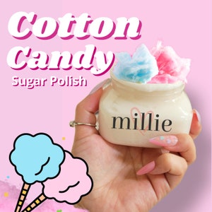Cotton Candy | Sugar Polish, Body Scrub, Lathering, Moisturizer, Bath, Shower, Facial Cleanser, Vegan Skincare, Unisex, Exfoliant, Soap