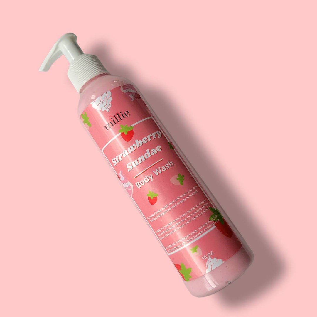 Strawberry Sundae Body Wash, Whipped, Creamy, Moisturizer, Bath, Shower, Facial Cleanser, Vegan
