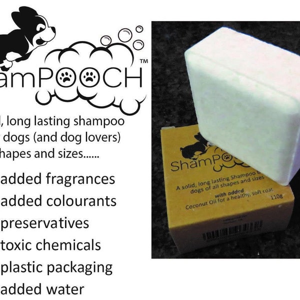 Shampooch Bar! A solid, long lasting natural shampoo bar for dogs of all shapes and sizes.