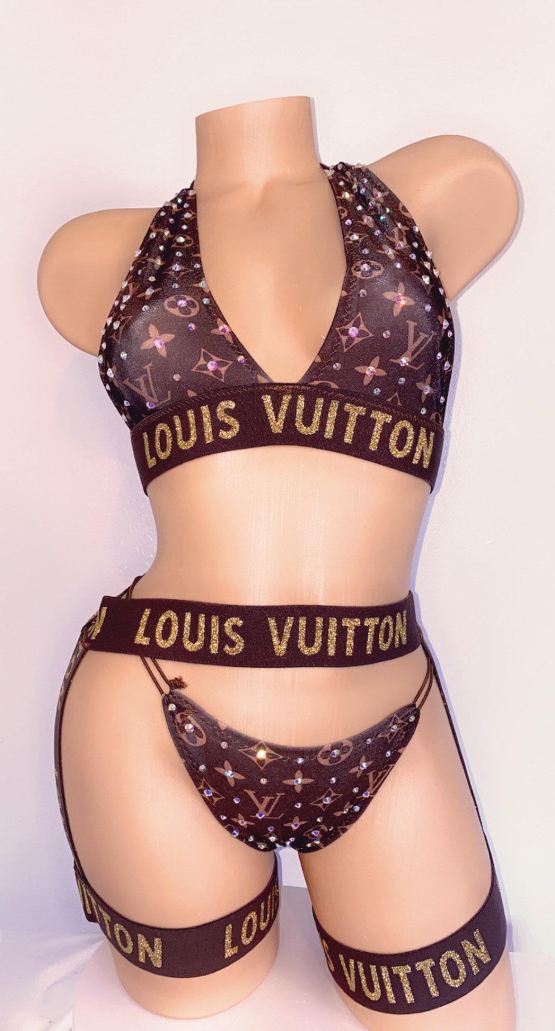 Exotic dancewear Designer Inspired Diamond Garter set Etsy