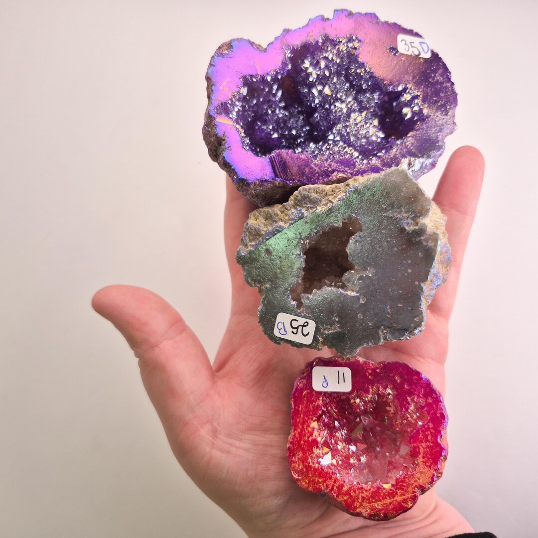 Angel Aura Rainbow Agate Geode Cluster - Etsy