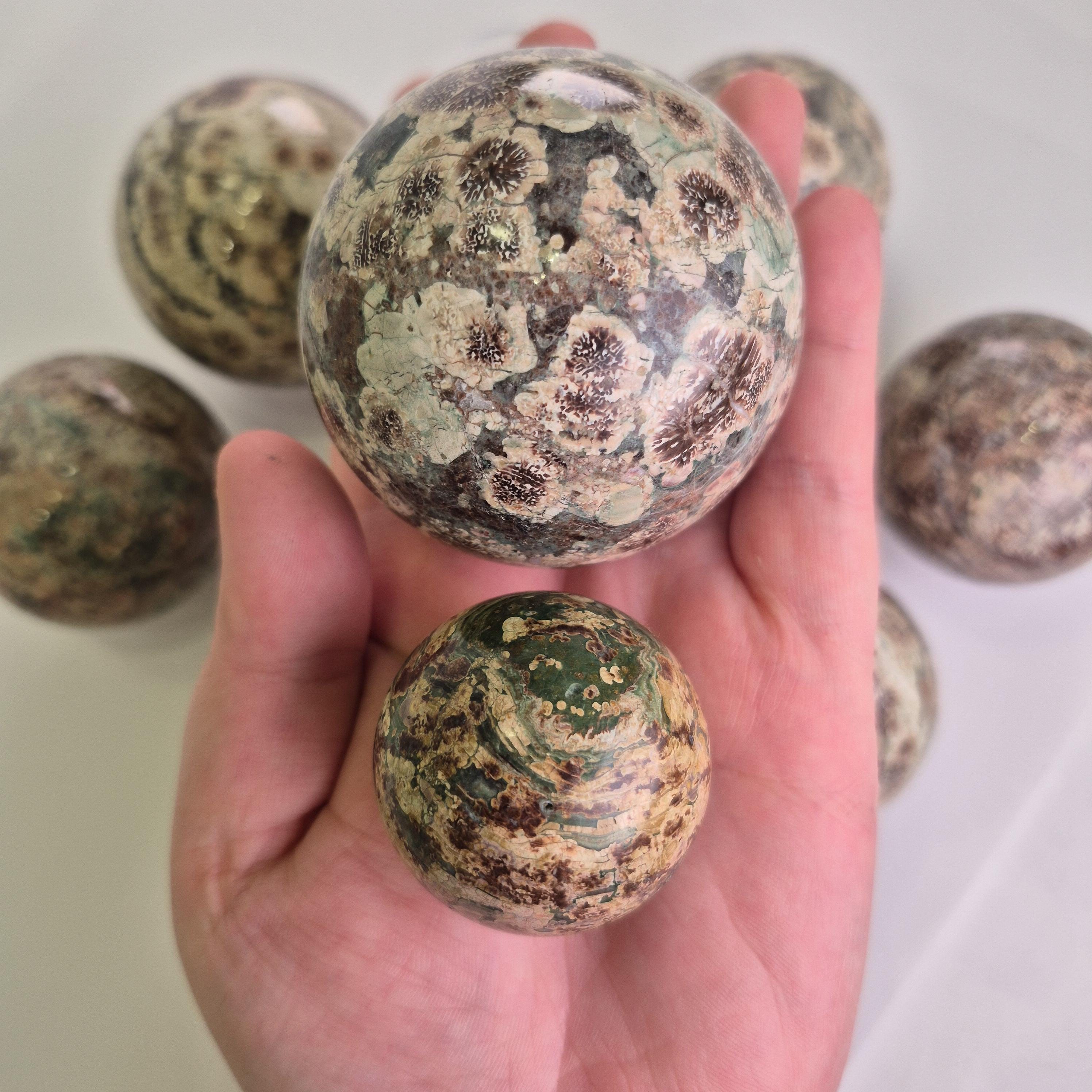 Green Flower Rhyolite Crystal Sphere - Etsy