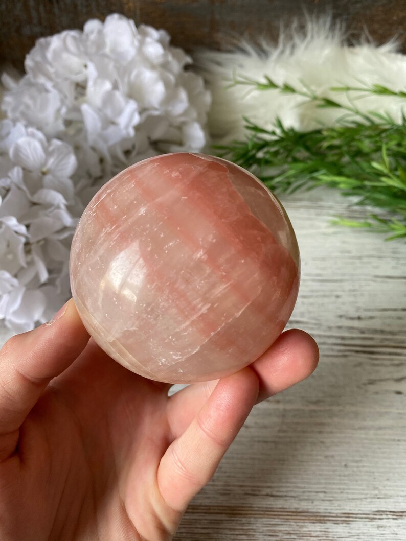 Crystal Rose Calcite - Healing Pink Calcite Sphere Stand \u2013 Pink Calcite Crystal Ball