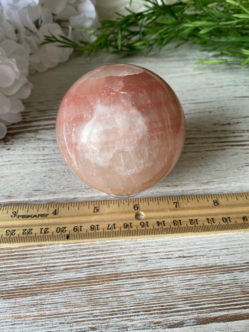Crystal Rose Calcite - Healing Pink Calcite Sphere Stand \u2013 Pink Calcite Crystal Ball