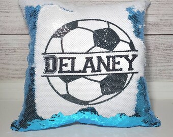 soccer sequin pillow