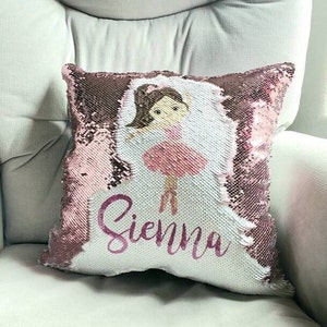 Birthday Gift for Girls , Dance Decor Girls Ballerina Gift , 2, 3, 4, 5, 6, 7 year old | Room Decor Sequin or No Pillow Case