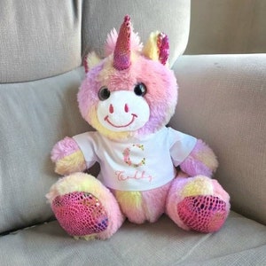 Unicorn Birthday Gift for Toddler Girl, Little Girl Present for age 1,2, 3, 4, 5, 6, 7 years old,  Custom Cute Stuffed Animal for Niece