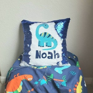 Gift for Birthday Boy, Dinosaur 1, 2 , 3, 4 year old Christmas Gift Pillow case, Personalized Sleep Over Gift, Dino Custom Decor