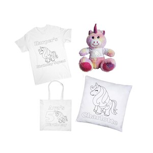 Unicorn Birthday Party Gifts, Activities, Favor Bag Matching Bundle, Shirt for a Unicorn Lover, Toddler Sleepover Activity Kit