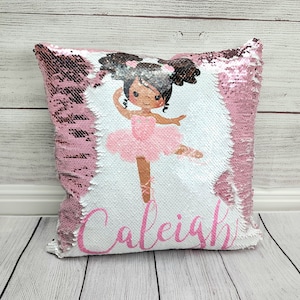 First Dance , Dance Decor Girls Ballerina Gift , Birthday Gift for Girls 2, 3, 4, 5, 6, 7 year old | Ballerina Room Decor Sequin Pillow