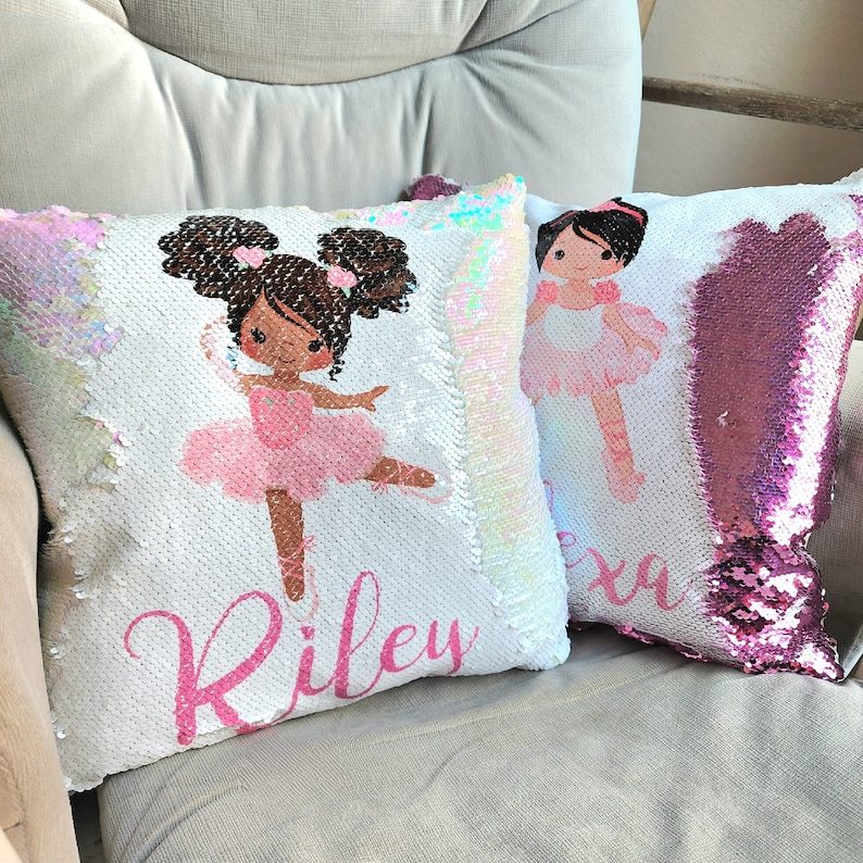 Gift for Birthday Girl Gift , Dance Ballerina 2 , 3, 4 ,5 , 6 , 7 year old Birthday Gift Pillow case Personalized Throw Custom image 5