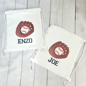 Personalized Baseball Drawstring Bag for Gloves, Custom Gift for Birthday Boy,  End Of Season Tee Ball 3, 4 ,5 , 6 , 7, 8, 9, 10 year old