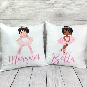 Gift for Birthday Girl Gift , Dance Ballerina 2 , 3, 4 ,5 , 6 , 7 year old Birthday Gift Pillow case Personalized Throw Custom image 10