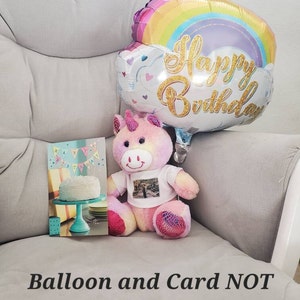 Gift for Birthday Girl Gift , Unicorn 2 , 3, 4 ,5 , 6 , 7 year old Custom Bear Photo Memory Gift Stuffed Personalized Animal