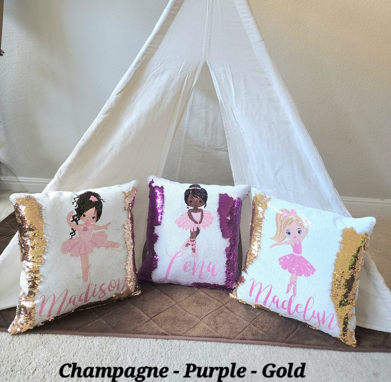 Gift for Birthday Girl Gift , Dance Ballerina 2 , 3, 4 ,5 , 6 , 7 year old Birthday Gift Pillow case Personalized Throw Custom image 4