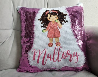 Slumber Squad Sleepover Birthday Pamper Party Pillow Decor, Manicure, Robe, Face mask, Gift for Girls 4, 5, 6, 7 year old Tent Decor Pillow