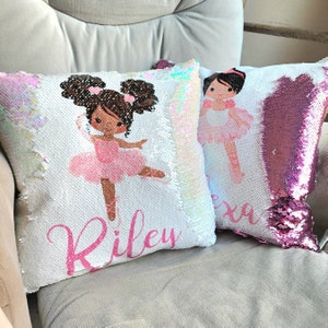 Gift for 3 year old Ballet Dancer Gift, Dance Room Decor Girls Ballerina Birthday Gift for 2, 3, 4, 5, 6, 7 year old, Sequin/NoSequin Pillow