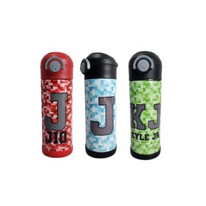 Boys Personalized Checkered Kids Tumbler: Custom 12oz/20oz - Unique Tumbler Gift for Video Gamer