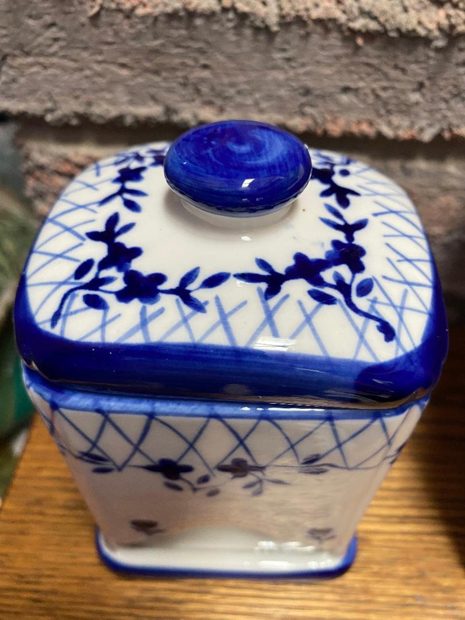 Ceramic Tea Bag Canister / Dispenser White & Cornflower Blue Etsy