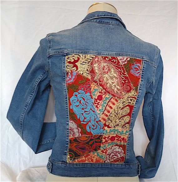 Vintage jean jacket. Embellished Jean Jacket. Upcycled | Etsy