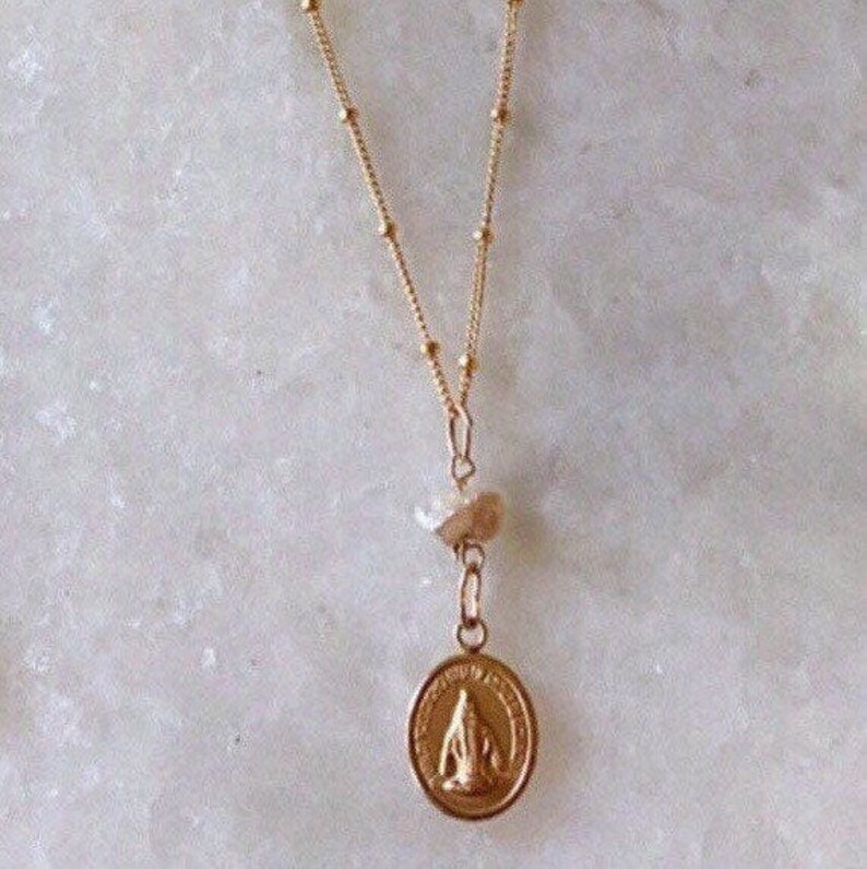 Divinity Pearl Necklace Gold Filled Necklace With Catholic Etsy