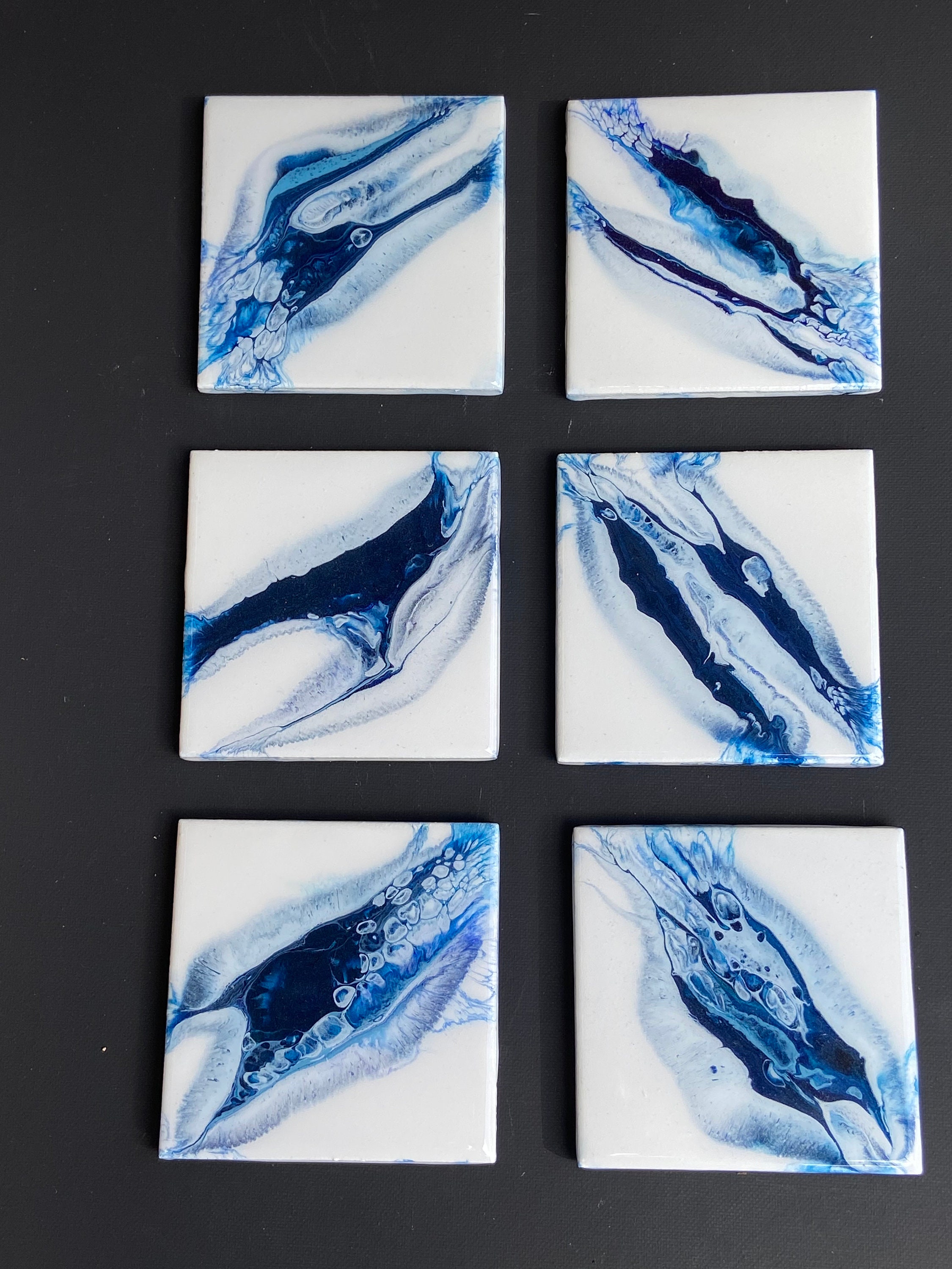 Coaster Set, Set of 6 Coasters Custom Coasters With Acrylic Paint