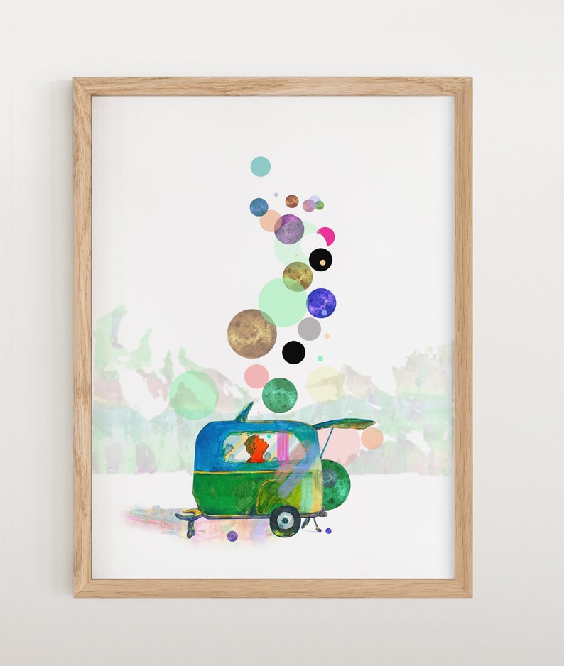 Set of 6 Nursery Camp Printable Wall Art Camper Illustration Digital Print Kid Room Camping Wall Deco