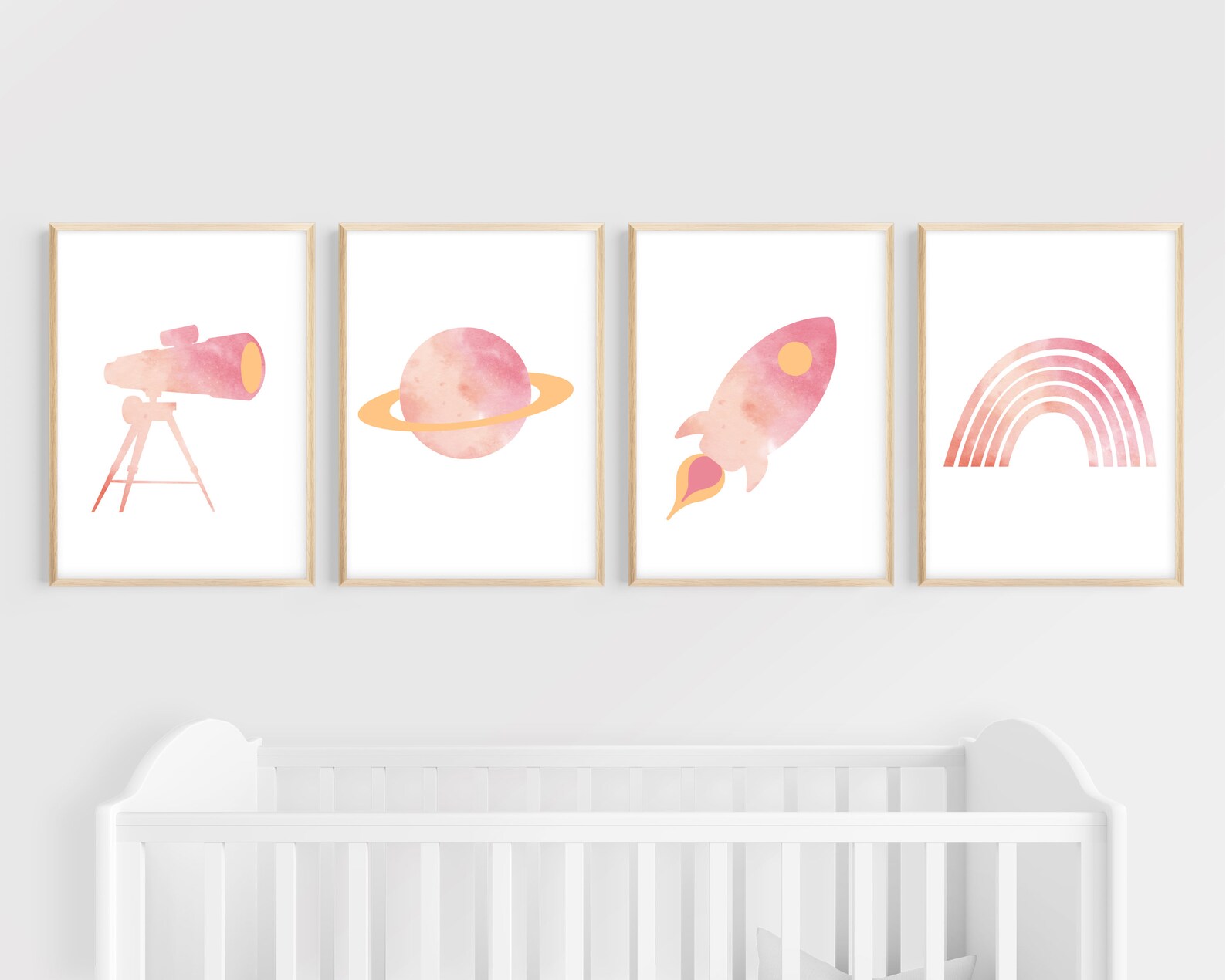 Pink Outer Space Nursery Pink Girls Room Print Outer Space Etsy