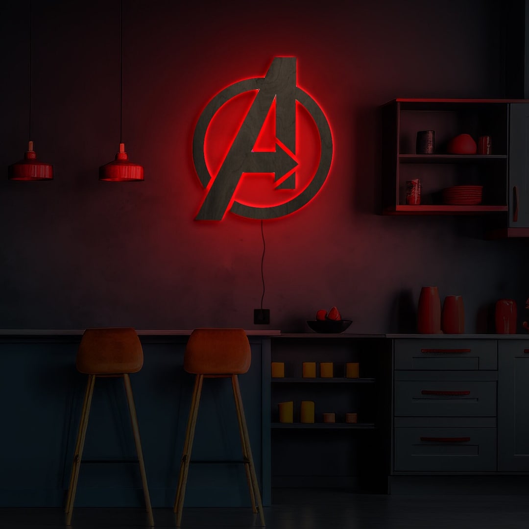 Avengers Neon Sign, Avengers Logo, Avengers Led Sign, Comics Neon