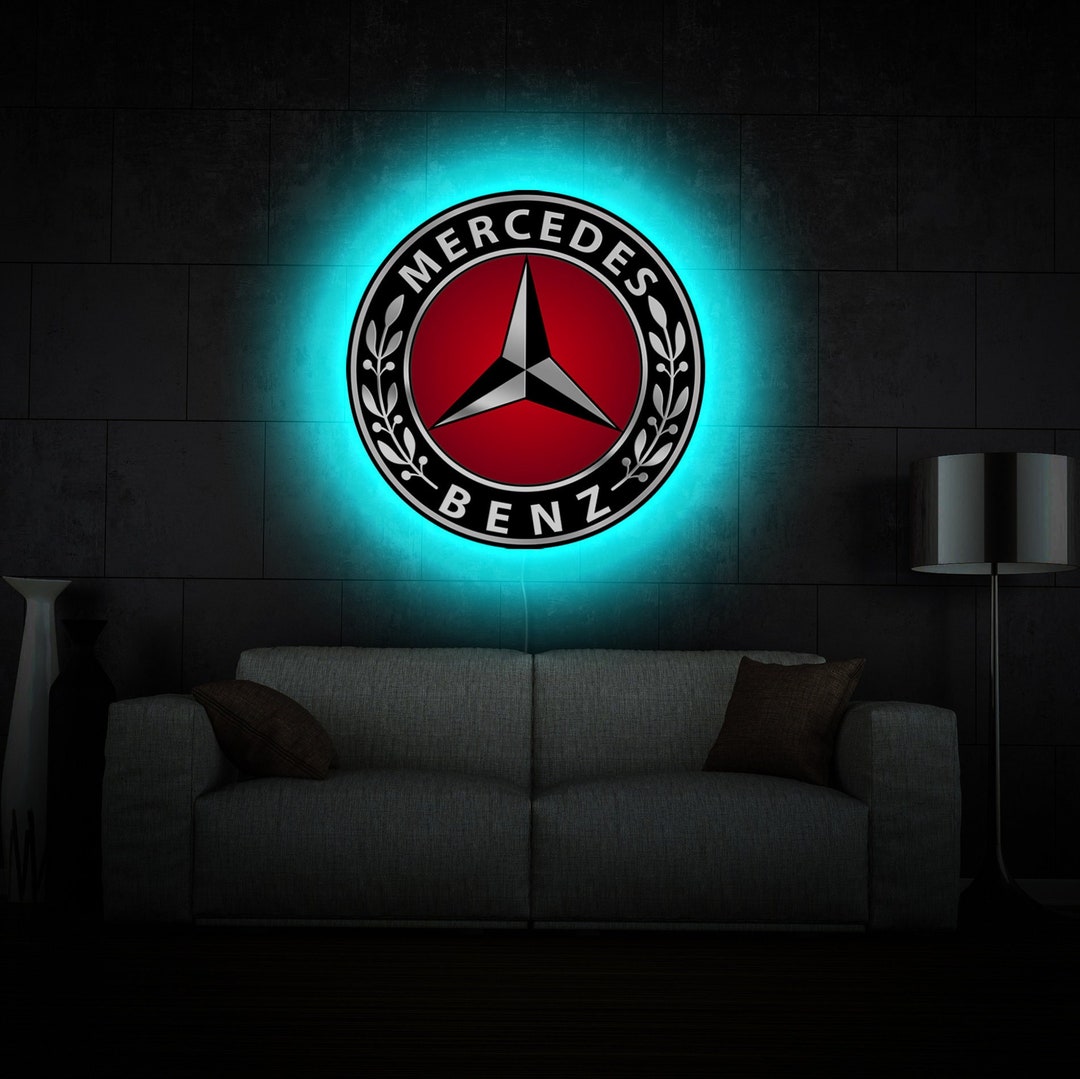Mercedes Neon Sign, Mercedes Benz Logo, Mercedes Led Sign, Mercedes