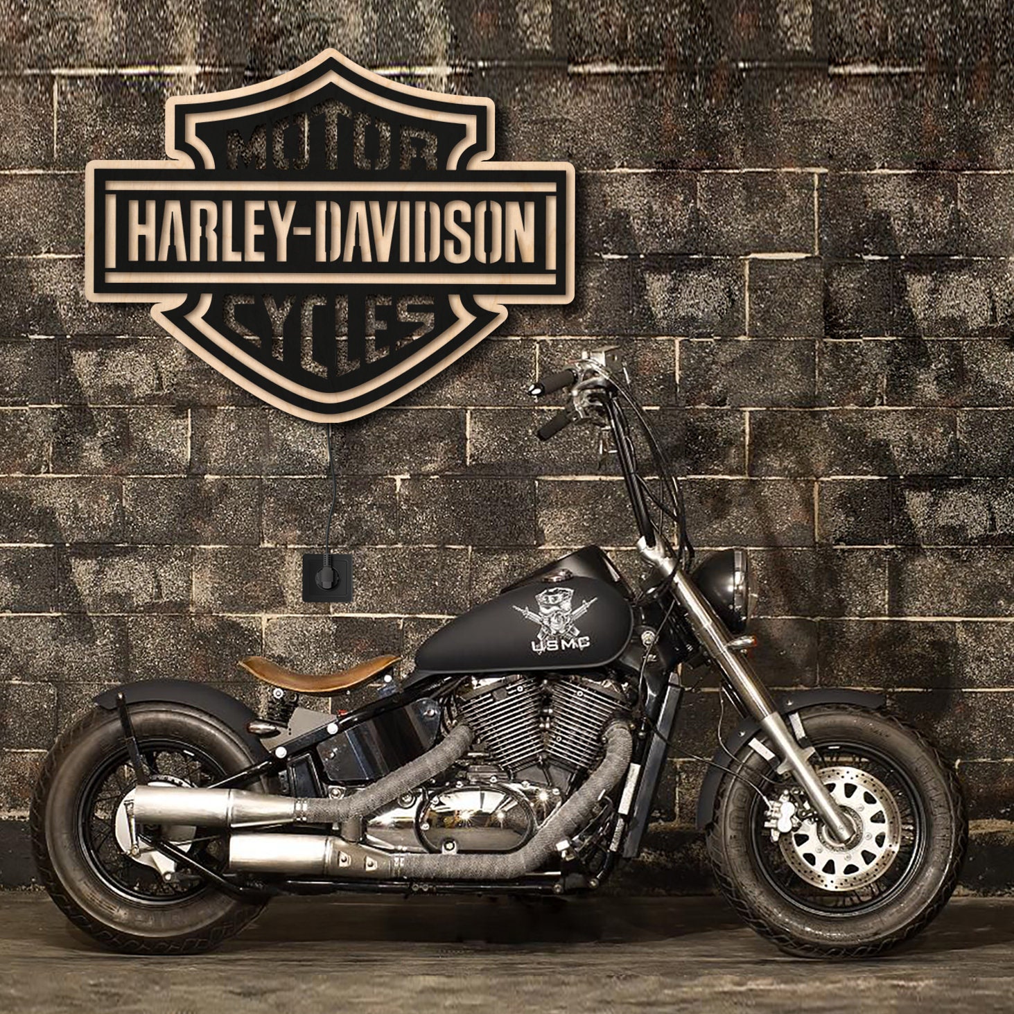 Harley Davidson Leuchtreklame, Harley Davidson LEDSchild, Motorrad Leuchtreklame, Harley