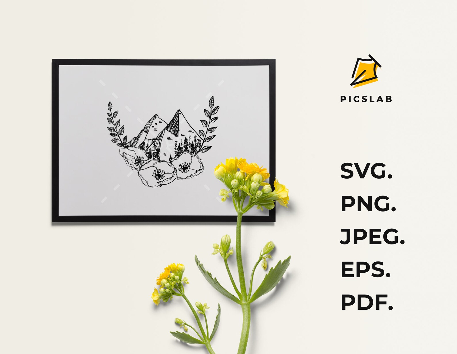 Mountains With Flowers Mountains SVG Mountain Range and Etsy