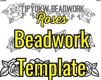Native Beadwork Template | Roses | Mirrored Rose Stencils for Embroidery or Beading