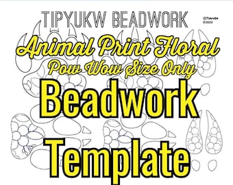 Native Beadwork Template | Animal Florals - Pow Wow Size | Bear, Wolf, Moose, and Caribou Print Stencils for Embroidery or Beading