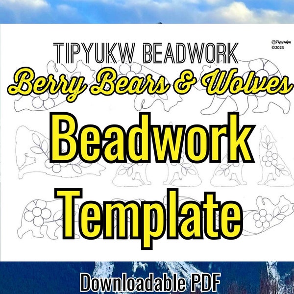 Native Beadwork Template | Berries | Berry Bears & Wolves Stencils for Embroidery or Beading