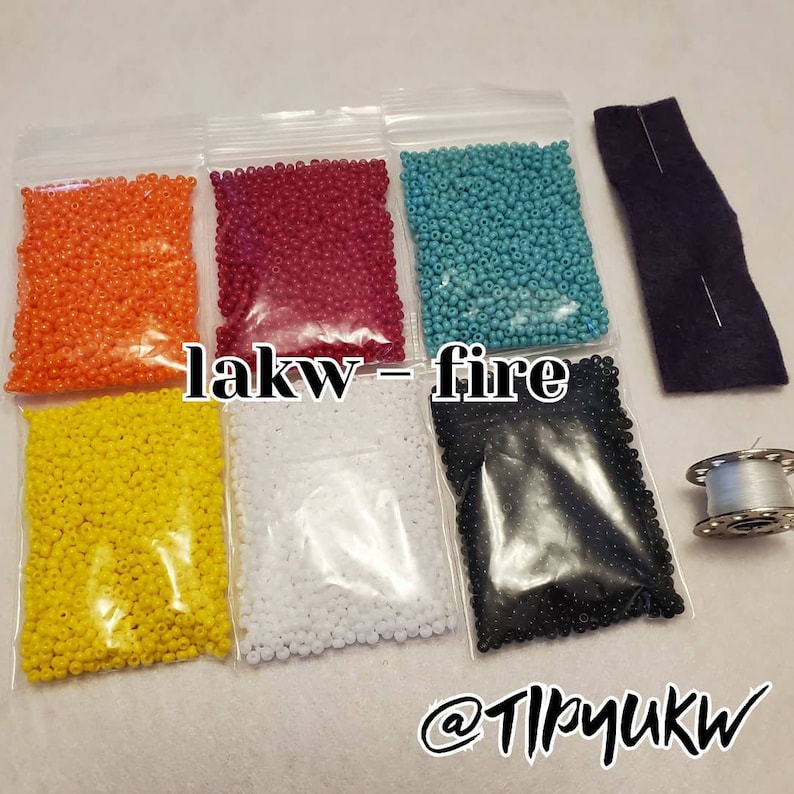 Fire Beadwork Starter Kit Lakw 3 Pairs of Fringe Earrings