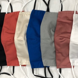 Solid color cotton mask-300 thread count cotton mask-adjustable ear loops-nose wire-filter pocket-3 layer mask-Made in USA-sale-black mask