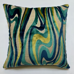 Modern velvet pillow-Teal velvet pillow-Green pillow cover-Bright velvet pillow-geometric teal pillow-contemporary teal pillow-USA made