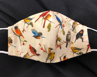 bird Face Mask-bird face covering-bird mask-bluebird face covering-filter pocket-3 layer-nose wire -adjustable-made in USA-Year end sale