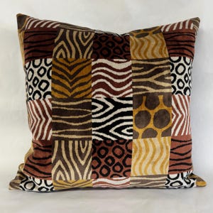 Animal skin pillow cover-patchwork pillow-zebra pillow cover-tiger pillow cover-giraffe pillow cover- black and gold pillow-velvet pillow