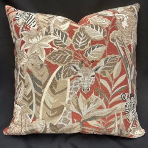 Giraffe pillow-monkey pillow-zebra pillow-jungle pillow-chenille pillow-velvet pillow-orange pillow-botanical pillow-zoo pillow-Made in USA