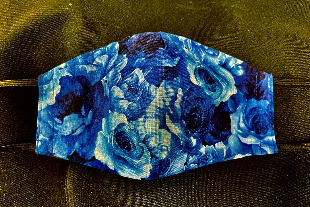 Rose Face Maskblue Rose Maskblue Floral Mask3 Layerfilter Pocket