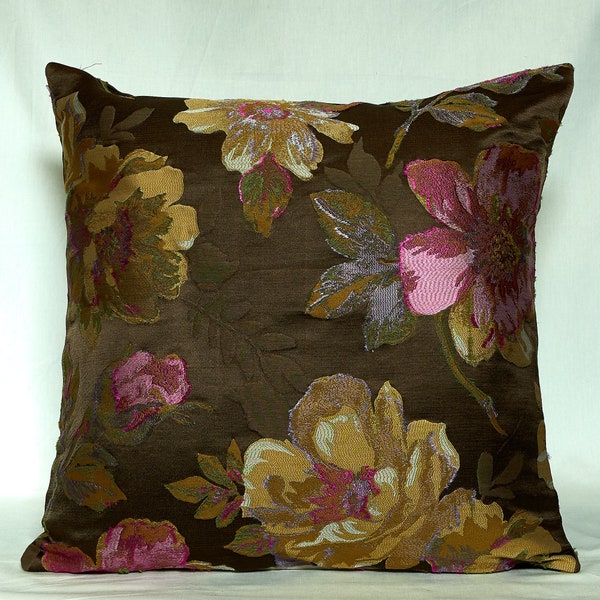 floral-silk jacquard pillow cover-Woven jacquard floral pillow cover-made in USA-20" pillow cover-silk toss pillow-silk throw pillow-#115